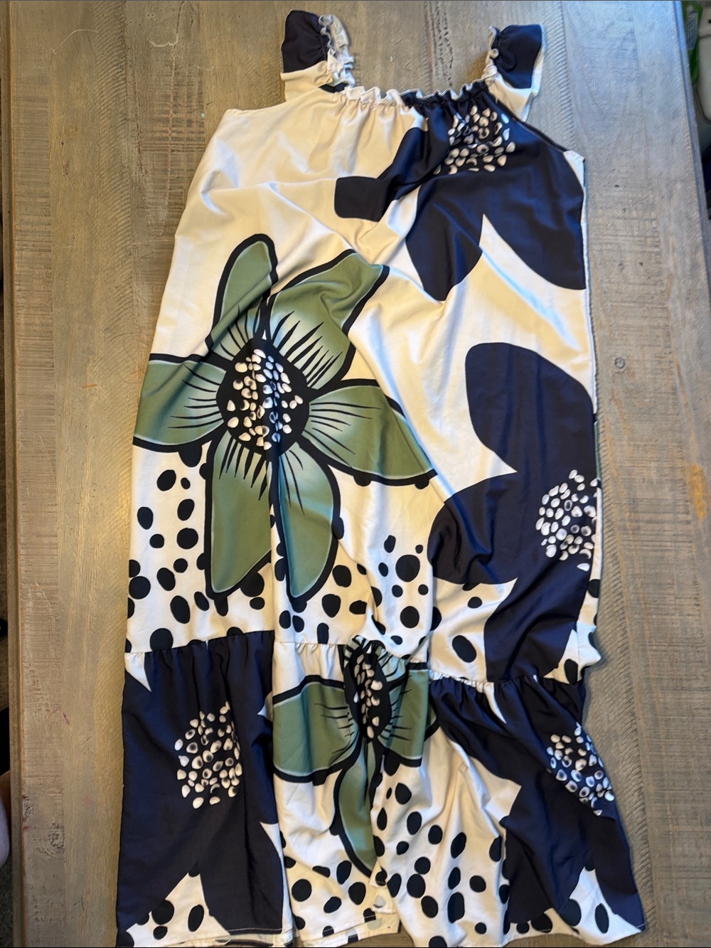SHEIN White Navy Green Floral Maxi Dress